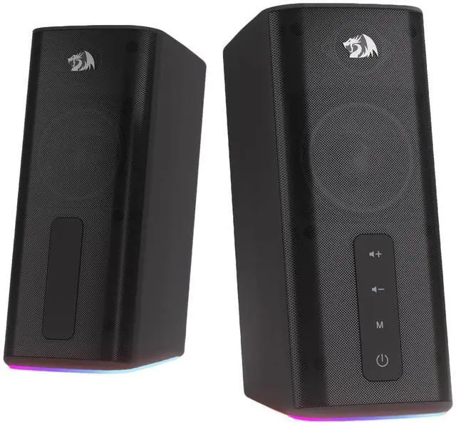 Alt view image 8 of 14 - GS814 Stereo Desktop Speaker, 20W Output, 4 Real Units, BT 5.0/3.5mm AUX, Enhanced Bass, Touch-Control, Dynamic RGB Lighting