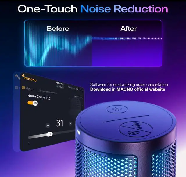 Alt view image 10 of 14 - USB Gaming Microphone, Noise Cancellation Condenser Mic with Mute, Gain, Monitoring, Boom Arm Mic for Streaming, Podcast, Twitch, YouTube, Discord, PC, Computer, PS4, PS5, Mac, GamerWave DGM20S