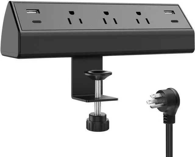 Alt view image 8 of 14 - Desk Clamp Power Strip,40W Total Fast Charging Station,2 PD 20W USB C Ports,Desk Edge Mount Surge Protector for Home, Office,3 Outlets,Fit 1.96" Tabletop Edge,ETL Listed