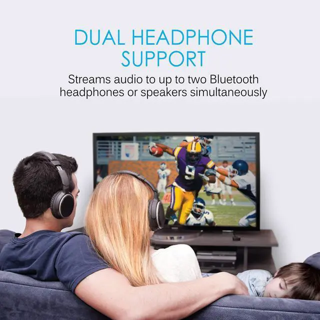 Alt view image 13 of 14 - Connect Bluetooth Audio Transmitter for up to 2 Wireless Headphones/Speakers, Bluetooth Streamer Adapter with AptX Low Latency for TV/PC/Airplane/Gym with 3.5mm/AUX/RCA/Optical Input