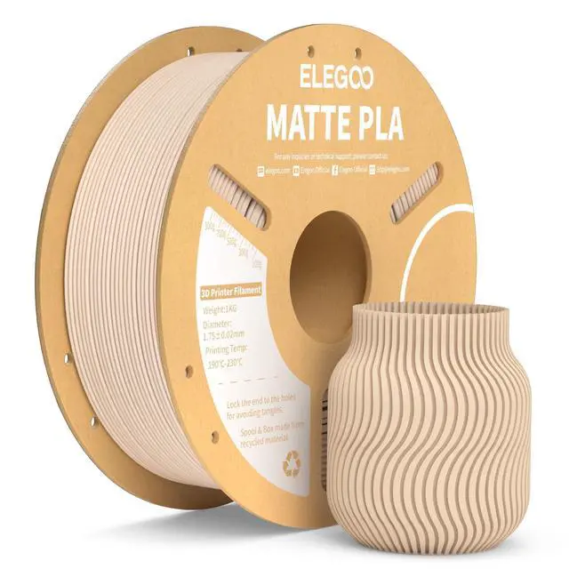 Alt view image 8 of 14 - Matte PLA Filament Beige 1KG, 1.75mm 3D Printer Filament Dimensional Accuracy +/- 0.02mm, 1kg Carboard Spool (2.2lbs) for Most FDM 3D Printers
