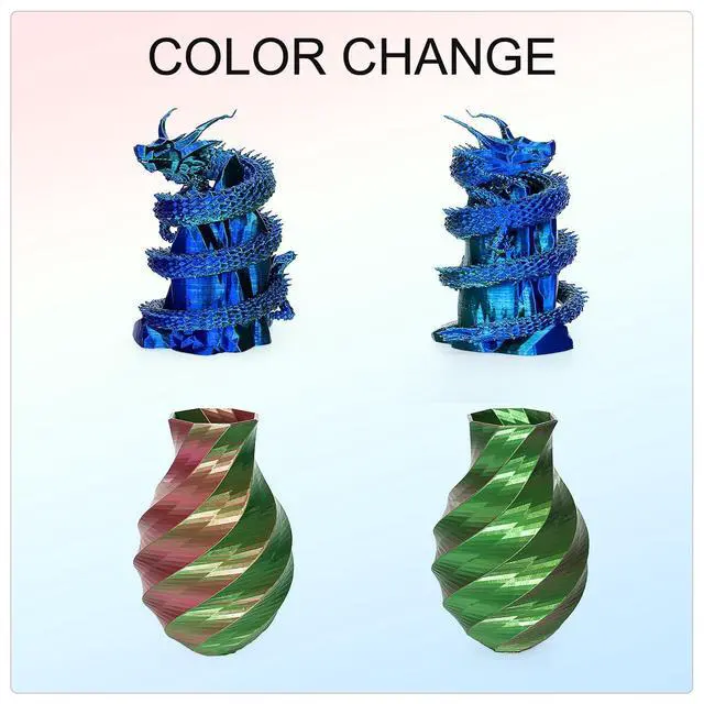 Alt view image 11 of 14 - Silk Dual Color 3D Printer Filament Bundle, 1.75 mm Color Changing PLA Bundle, 4 Spools 250g Each (Rose & Blue, Red & Gold, Violet & Green, Blue & Green)