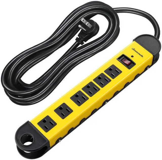 Alt view image 8 of 14 - Metal Power Strip, 6-Outlet Heavy Duty Surge Protector with 15FT Long Cord, UL Listed, 14AWG/3C, 15A Circuit Breaker, 900 Joules, Low Profile Flat Plug, Wall Mountable