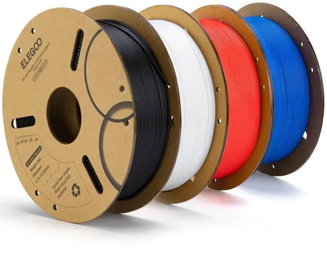 Alt view image 8 of 14 - PLA 3D Printer Filament 1.75mm Bundle 4KG, Dimensional Accuracy +/- 0.02mm, 4 Pack 1kg Cardboard Spool(2.2lbs) Fits for Most FDM 3D Printers (Black, White, Dark Blue, Red)