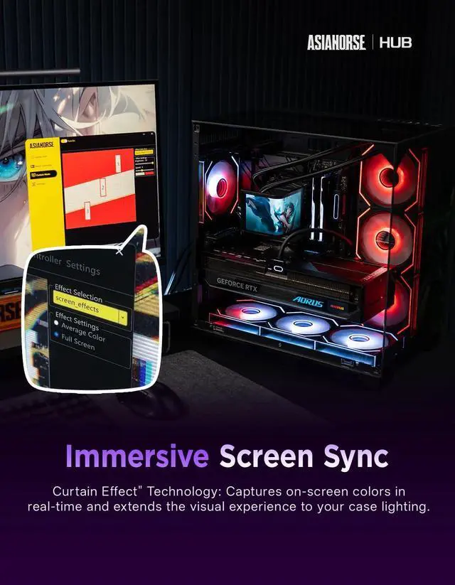 Alt view image 12 of 14 - ARGB Hub, 10 Independent 5V 3-Pin Channels, Exclusive Software with DIY Lighting Effects, Supports Asynchronous Dual-Zone Lighting & Canvas Mode, Compatible with ARGB Fans/Cables/Strip