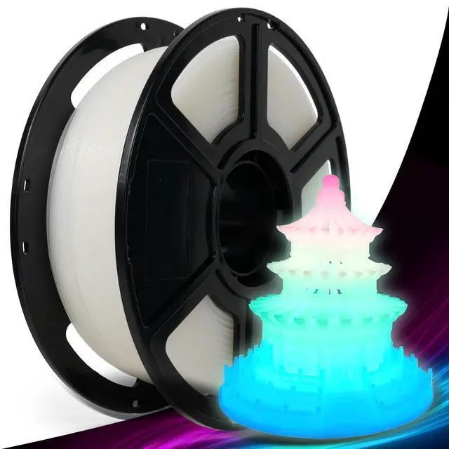 Alt view image 3 of 4 - Rapid PLA Filament 1.75mm Glow Rainbow, 500mm/s High Speed Printing, Glow in The Dark 3D Printer Filament 1kg Spool, Dimensional Accuracy +/- 0.02mm, Brilliant, Long-Lasting Glow