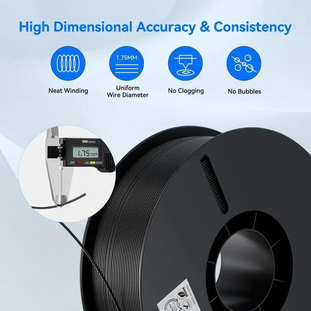Alt view image 9 of 14 - 3D Printer Filament Bundle 4KG, 1.75mm PLA Accuracy +/- 0.02mm, 4 Pack 1KG Spool(2.2lbs) 3D Printing Filament Fits for Most FDM 3D Printers (Black,White,Red,Blue)