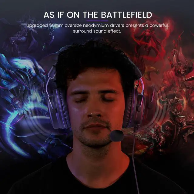 Alt view image 9 of 14 - E900 Headset with Microphone for PC, PS4,PS5, Xbox - Detachable Noise Canceling Mic, 3D Surround Sound, Wired Headphone for Gaming, Computer, Laptop, 3.5MM Jack