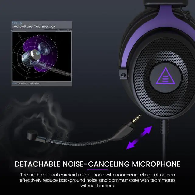 Alt view image 11 of 14 - E900 Headset with Microphone for PC, PS4,PS5, Xbox - Detachable Noise Canceling Mic, 3D Surround Sound, Wired Headphone for Gaming, Computer, Laptop, 3.5MM Jack