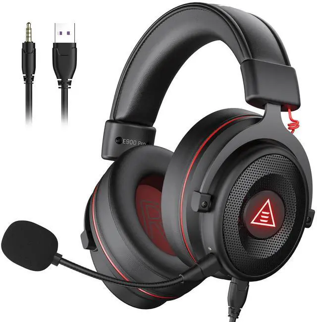 Alt view image 8 of 14 - E900 Pro USB Gaming Headset for PC - Computer Headset with Detachable Noise Cancelling Mic, 7.1 Surround Sound, 50MM Driver - Headphones with Microphone for PS4/PS5, Xbox One, Laptop, Office