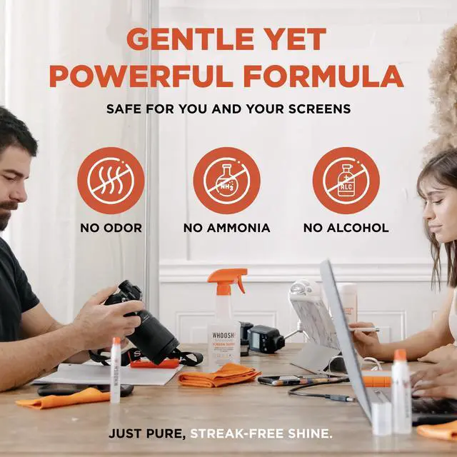 Alt view image 13 of 14 - Pro 16.9 fl oz Refillable TV Screen Cleaner & Microfiber Cloth - Streak-Free Cleaner for Flat Screens, OLED, LCD, Smart TV, Monitors - Non-Toxic, Odorless - Electronics Cleaning Kit