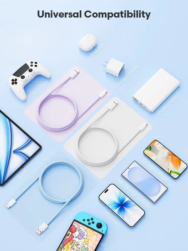 Alt view image 14 of 14 - USB C Cable 3FT 3-Pack, USB A to USB Type C Charger Cord, 3A Fast Charging Compatible with iPhone 15 16 17 Pro, Samsung S24/S23 S22/Note 20/10, Car Play, Apple iPad Android Accessories