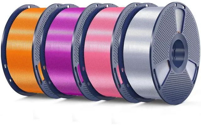 Alt view image 8 of 14 - Silk PLA Filament 4KG, Smooth Silky Surface, Silk 3D Filament 1.75mm, Dimensional Accuracy +/- 0.02mm, 1kg Spool(2.2lbs), Total 4KG, Silver+Pink+Purple+Orange
