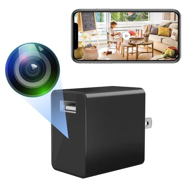 Alt view image 7 of 12 - Small Wireless Camera with USB Charger - Full HD 1080P - Mini Security Cam for Indoor Use - Cloud Storage