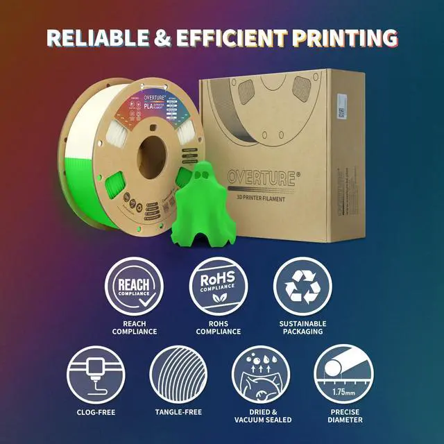 Alt view image 14 of 14 - Glow PLA Filament 1.75mm 3D Printer Filament, 1kg Spool (2.2lbs), Dimensional Accuracy +/- 0.02 mm, Fit Most FDM Printer (Green (Glow in Dark))
