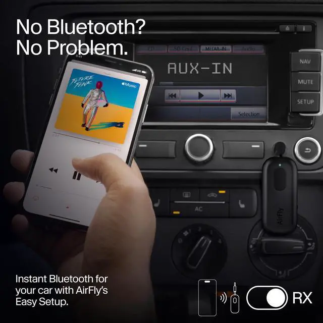 Alt view image 12 of 14 - AirFly Pro Bluetooth Wireless Audio Transmitter/Receiver for up to 2 AirPods/Wireless Headphones; Use with Any 3.5 mm Audio Jack, Black