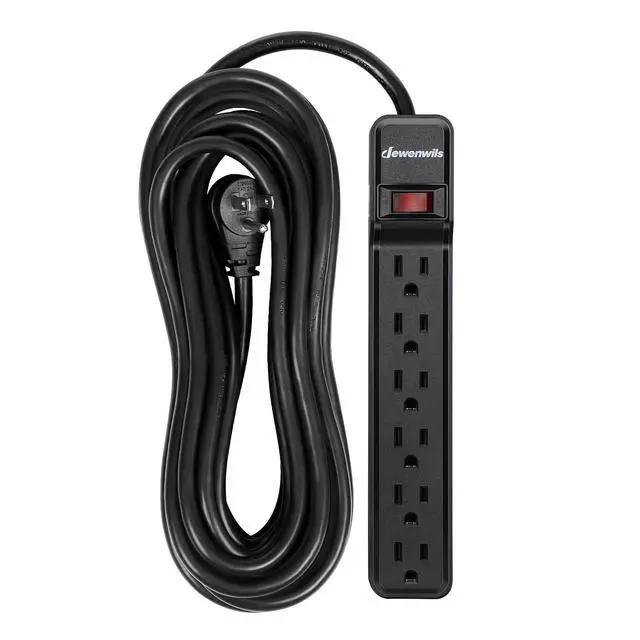 Alt view image 8 of 14 - 25FT Power Strip Surge Protector, 6-Outlet Strips with Low Profile Flat Plug, 15 Amp Circuit Breaker, 500 Joules, Wall Mount, UL Listed