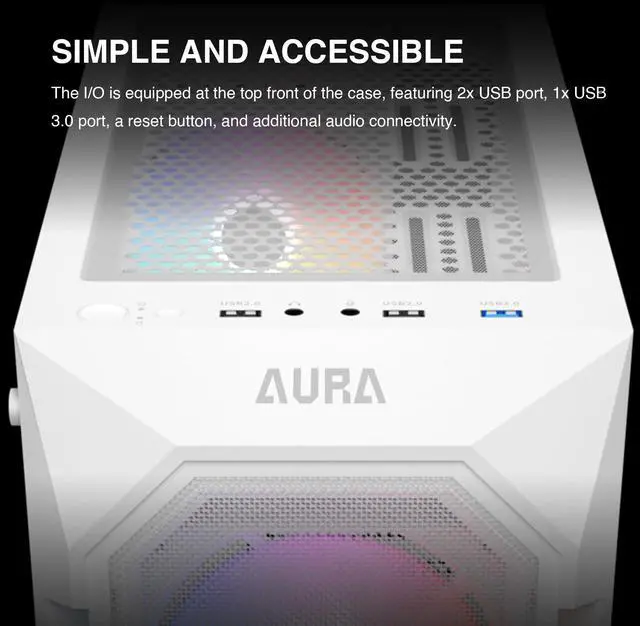 Alt view image 14 of 14 - White ATX Mid Tower Gaming Computer PC Case w/Tempered Glass, Built-in 4X 120mm ARGB Fans, Support Up to 6X 120mm Fans, 360mm AIO/Radiator, 340mm GPU/VGA, 160mm CPU Air Cooler