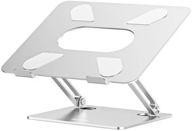 Alt view image 8 of 14 - Laptop Stand, Adjustable Multi-Angle Laptop Holder, Compatible for Laptops up to 17 inches, Sturdy Aluminum & Silicone, Silver