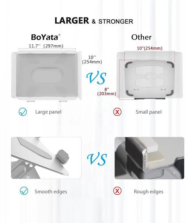 Alt view image 12 of 14 - Laptop Stand, Adjustable Multi-Angle Laptop Holder, Compatible for Laptops up to 17 inches, Sturdy Aluminum & Silicone, Silver