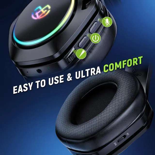 Alt view image 12 of 14 - Wireless Gaming Headset for Ps5 Ps4 PC, 2.4GHz USB & Type-C Gaming Headphones, 40Hrs & 7.1 Surround Sound Bluetooth Headphones with Noise Canceling Mic, Wireless Headset for Switch Phone