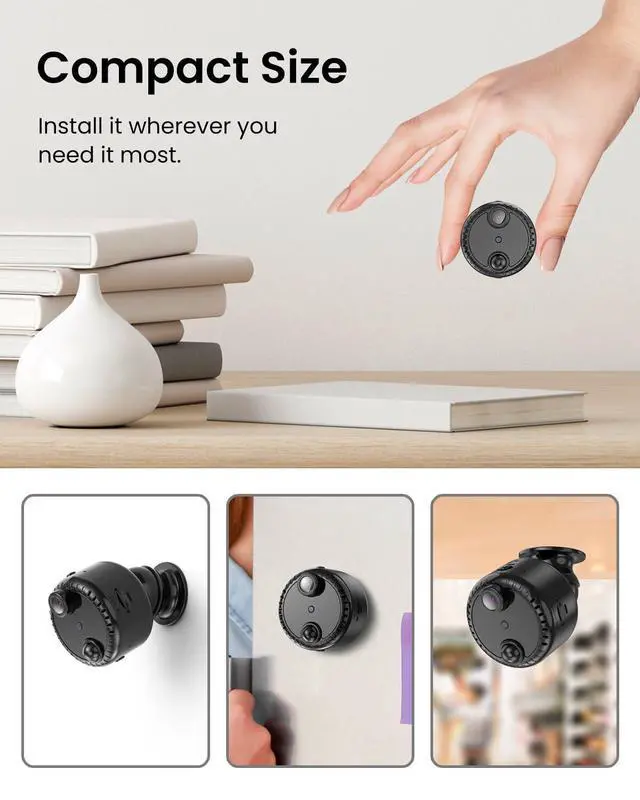 Alt view image 9 of 14 - 4K Mini WiFi Indoor Camera Wireless Nanny Cam with Night Vision, AI Motion Detection, Long Battery Life, Cloud & SD Storage