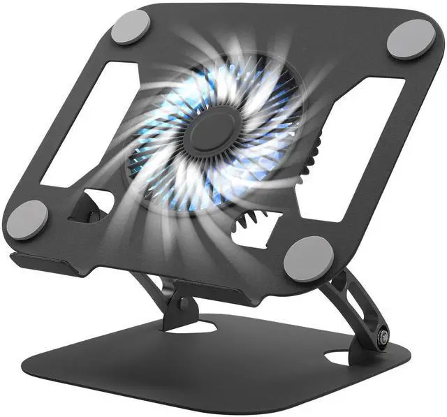 Alt view image 9 of 12 - Laptop Cooling Stand with 3 Speed Fan, Adjustable Height & Angle, Carbon Steel Framework, Ultra-Quiet & Super Sturdy for up to 16Laptop - Black