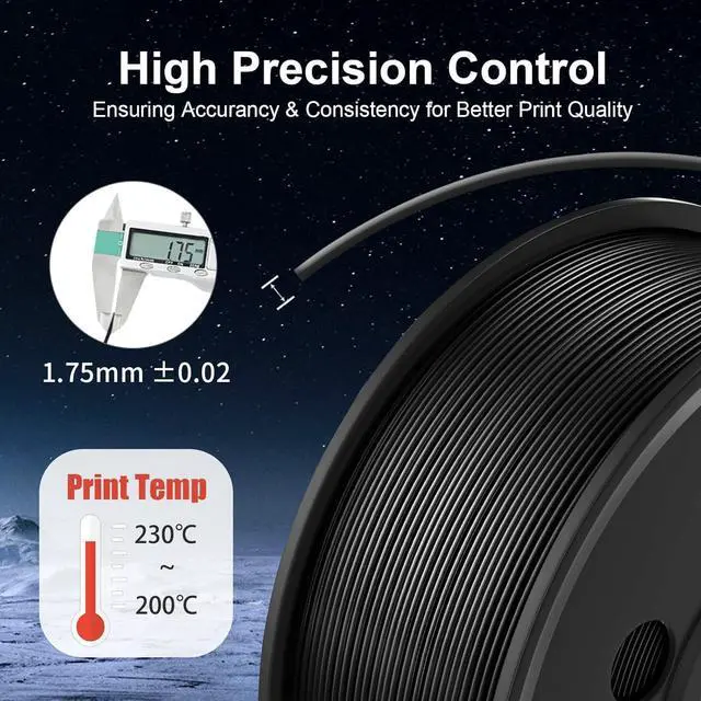 Alt view image 13 of 14 - 250g PLA Filament 1.75mm Bundle,3D Printer Filament Bundle Multicolor, Neatly Wound PLA Filament, Individually Vacuum Packed,250g Spool,8 Rolls,Black+White+Grey+Transparent+Red+Blue+Orange+Green