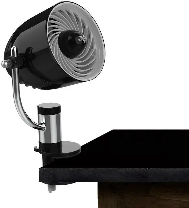 Alt view image 7 of 10 - Pivot Clip Personal Air Circulator, 3-Speed, Portable Desk Fan with Multi-Surface Clip, 360-Degree Adjustable Axis, 9 in Tall, 4 in Diameter, Whisper Quiet, Black
