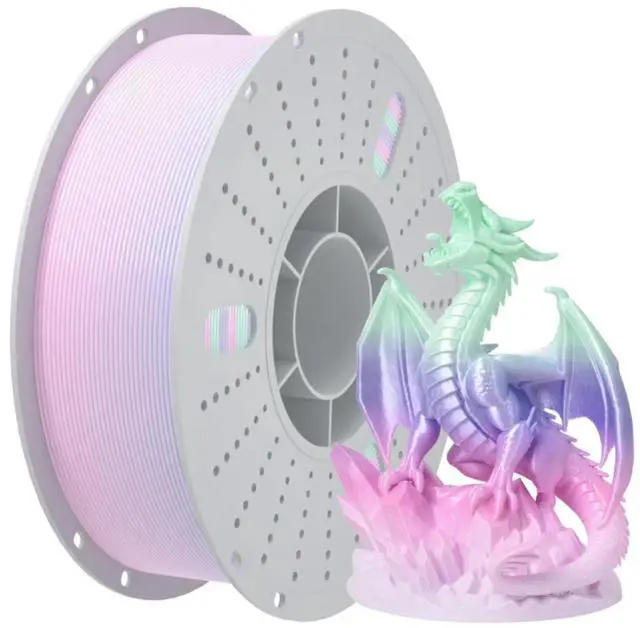 Alt view image 9 of 14 - Silk Rainbow PLA 3D Printer Filament 1.75mm Shiny Multi-Color Changing Filament 3D Printing PLA Filament Dimensional Accuracy +/- 0.02mm 1 KG Silk Rainbow Afterglow