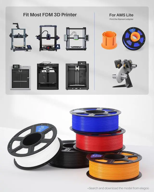 Alt view image 14 of 14 - PETG Filament 1.75mm Bundle 4KG, 3D Printer Filament Dimensional Accuracy +/- 0.02 mm, 4pcs 1kg Spool(2.2lbs) Fits for Most FDM 3D Printers(Black, White, Red, Blue)