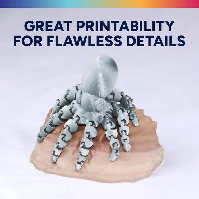 Alt view image 10 of 14 - Silk PLA Filament 1.75mm, Clog-Free Shiny, Metallic Shine 3D Printer Filament, 1kg Spool (2.2lbs), Ideal for Cosplay Jewelry & Home Decor (Silk Silver)