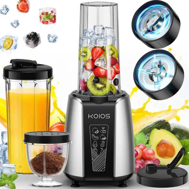 Alt view image 8 of 14 - Smoothie Blender, Max 1000w Personal Blender for Shakes and Smoothies, 12Pcs Coffee Grinder and Countertop Blenders Combo for Kitchen, Portable Smoothie Blenders with 2x22 oz To-Go Cups, Non-BPA