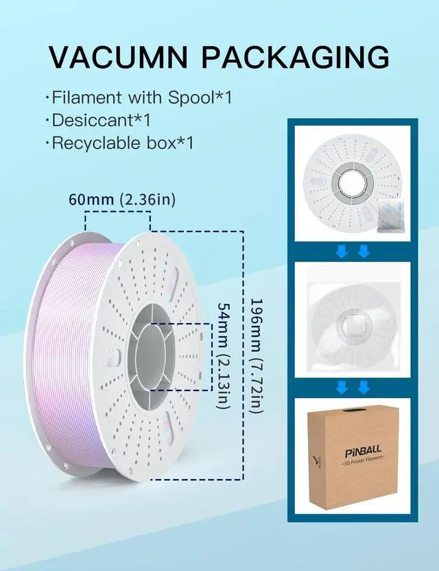Alt view image 14 of 14 - Silk Rainbow PLA 3D Printer Filament 1.75mm Shiny Multi-Color Changing Filament 3D Printing PLA Filament Dimensional Accuracy +/- 0.02mm 1 KG Silk Rainbow Afterglow