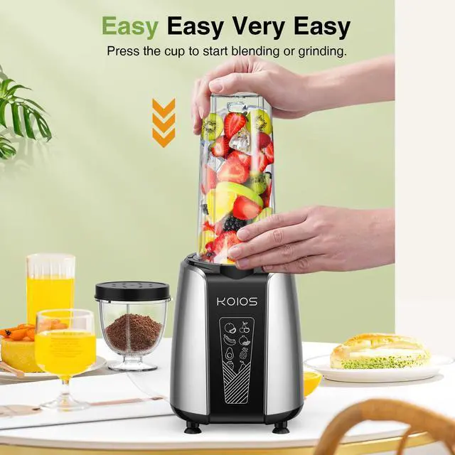 Alt view image 10 of 14 - Smoothie Blender, Max 1000w Personal Blender for Shakes and Smoothies, 12Pcs Coffee Grinder and Countertop Blenders Combo for Kitchen, Portable Smoothie Blenders with 2x22 oz To-Go Cups, Non-BPA
