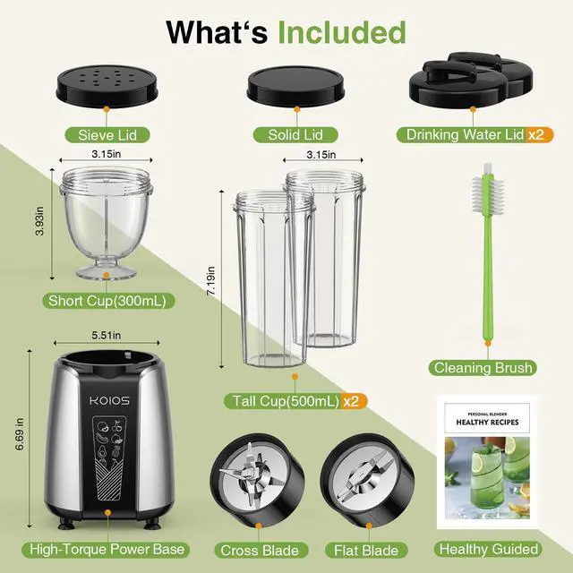 Alt view image 13 of 14 - Smoothie Blender, Max 1000w Personal Blender for Shakes and Smoothies, 12Pcs Coffee Grinder and Countertop Blenders Combo for Kitchen, Portable Smoothie Blenders with 2x22 oz To-Go Cups, Non-BPA