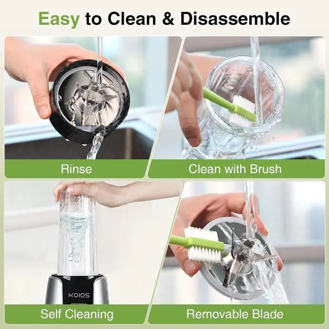 Alt view image 14 of 14 - Smoothie Blender, Max 1000w Personal Blender for Shakes and Smoothies, 12Pcs Coffee Grinder and Countertop Blenders Combo for Kitchen, Portable Smoothie Blenders with 2x22 oz To-Go Cups, Non-BPA
