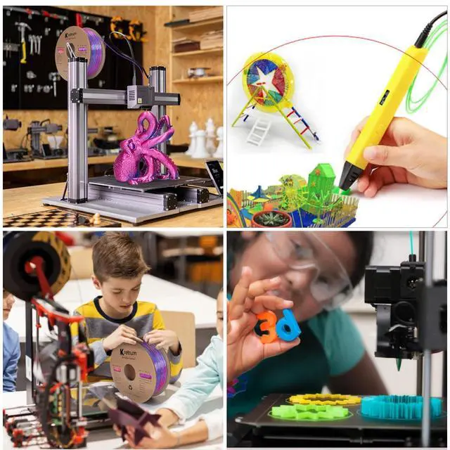 Alt view image 14 of 14 - Silk Dual Color 3D Printer Filament Bundle, 1.75 mm Color Changing PLA Bundle, 4 Spools 250g Each (Rose & Blue, Red & Gold, Violet & Green, Blue & Green)