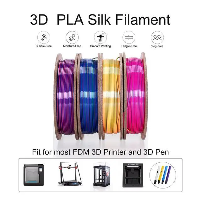 Alt view image 10 of 14 - Tri Color Silk PLA 3D Printer Filament Bundle 1.75mm Color Changing PLA Filament Multi Pack Bundle 4 Spool Each 250g (Multicolor: Red&Yellow&Blue; Red&Blue&Green; Red&Purple&Gold; Orange&Blue&Green)