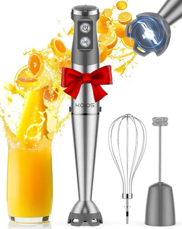 Alt view image 8 of 14 - Immersion Blender, 1000W Anti-scratch 3-in-1 Hand Blender, Upgraded 12 Speed Stainless Steel Blade Stick Blenders with Turbo Mode, Whisk and Milk Frother, Non-BPA