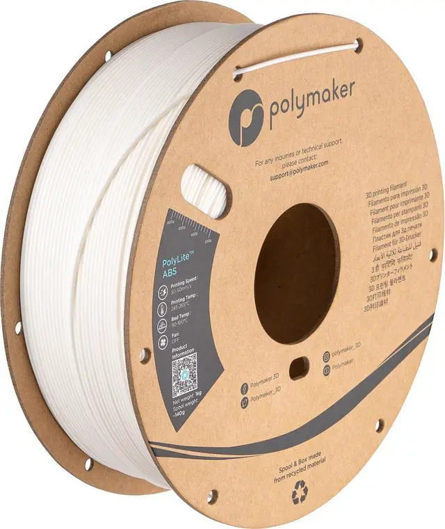 Alt view image 8 of 14 - ABS Filament 1.75mm White, 3D Printer Filament 1.75mm Heat Resistant 1kg - PolyLite ABS 3D Printing Filament 1.75mm, Strong & Durable, Dimensional Accuracy +/- 0.03mm