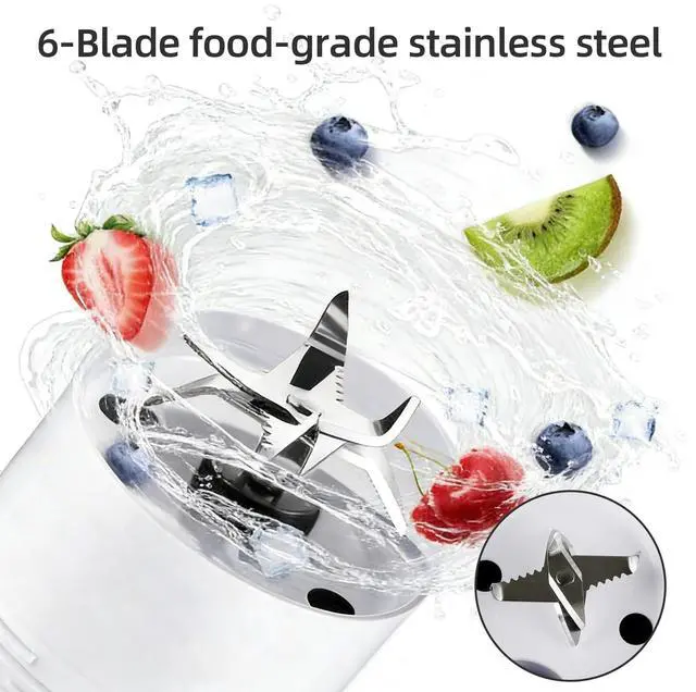 Alt view image 11 of 14 - Portable Blender, Cordless, 24 oz Personal Blender for Shakes and Smoothies, BPA Free, USB-C Rechargeable, Dishwasher Safe Components for Kitchen, Office, Gym (White)