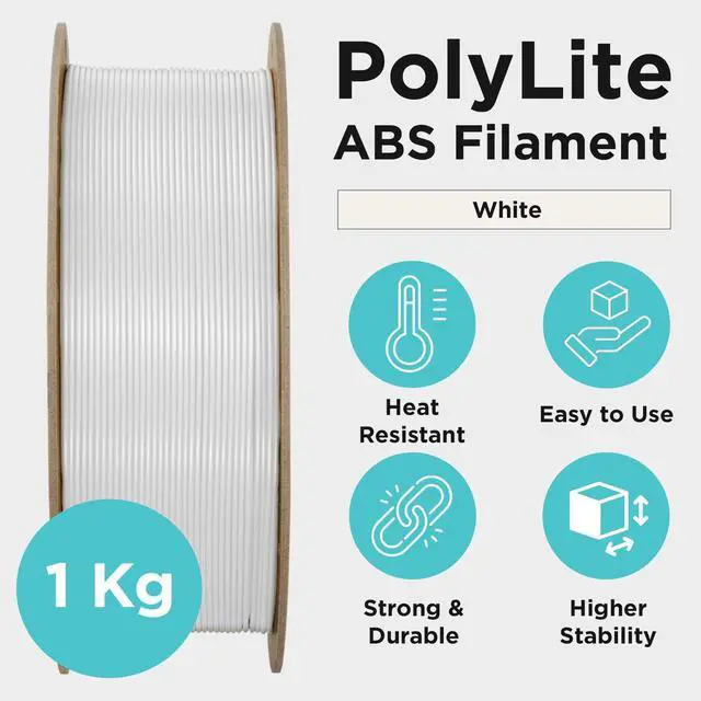 Alt view image 11 of 14 - ABS Filament 1.75mm White, 3D Printer Filament 1.75mm Heat Resistant 1kg - PolyLite ABS 3D Printing Filament 1.75mm, Strong & Durable, Dimensional Accuracy +/- 0.03mm