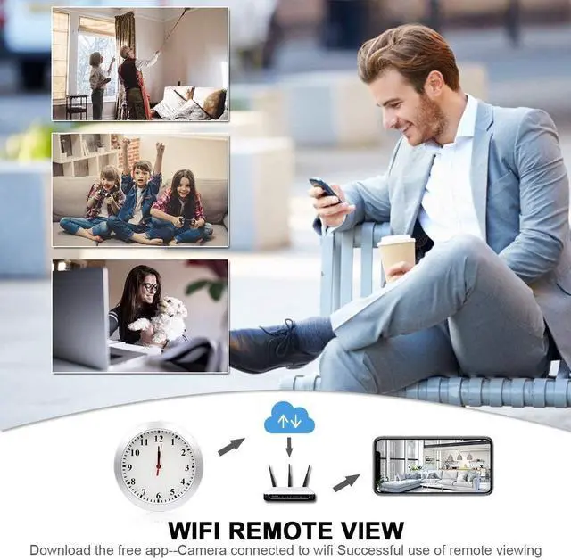 Alt view image 10 of 14 - Hidden Spy Camera Wall Clock 1080P HD WiFi Clock Cameras Wireless Home Security Nanny Cam with Motion Detection Alarm Mini Video Recorder for Home and Office Surveillance, No Audio
