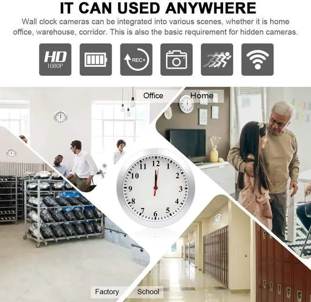 Alt view image 12 of 14 - Hidden Spy Camera Wall Clock 1080P HD WiFi Clock Cameras Wireless Home Security Nanny Cam with Motion Detection Alarm Mini Video Recorder for Home and Office Surveillance, No Audio