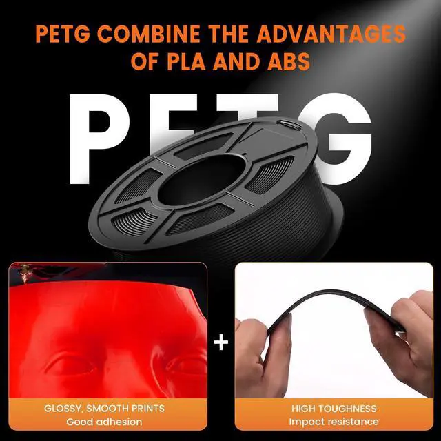 Alt view image 9 of 14 - PETG Filament 1.75mm, 3D Printer Filament PETG Filament Bundle 4-Color, Strong Toughness, 4 * 1KG(1320M) Filament High Precision, Dimensional Accuracy ±0.02mm, Blue+Red+Orange+Grey