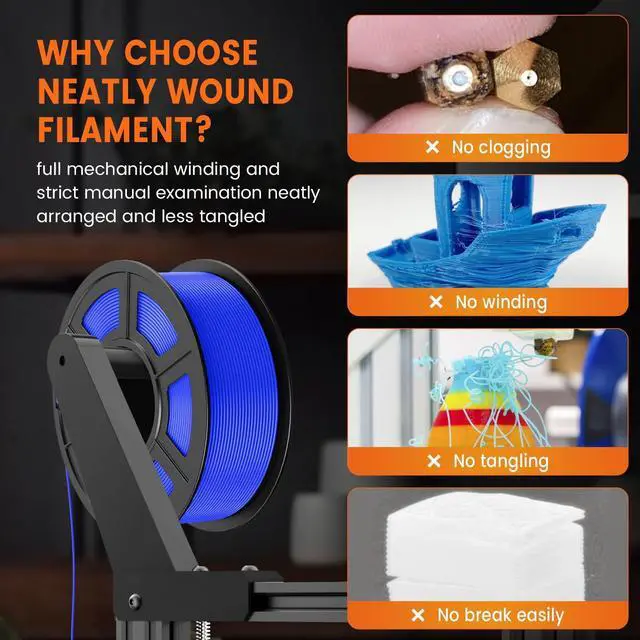 Alt view image 14 of 14 - PETG Filament 1.75mm, 3D Printer Filament PETG Filament Bundle 4-Color, Strong Toughness, 4 * 1KG(1320M) Filament High Precision, Dimensional Accuracy ±0.02mm, Blue+Red+Orange+Grey