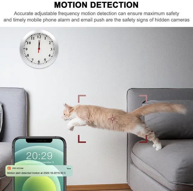 Alt view image 11 of 14 - Hidden Spy Camera Wall Clock 1080P HD WiFi Clock Cameras Wireless Home Security Nanny Cam with Motion Detection Alarm Mini Video Recorder for Home and Office Surveillance, No Audio