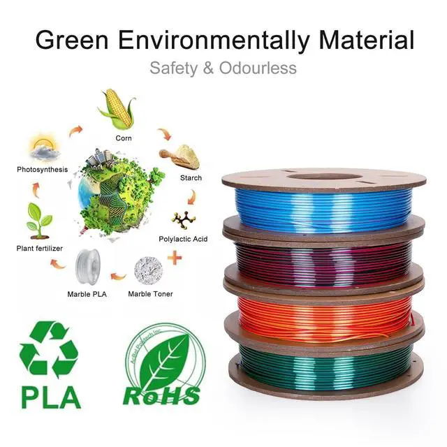 Alt view image 12 of 14 - Silk Dual Color 3D Printer Filament Bundle, 1.75 mm Color Changing PLA Bundle, 4 Spools 250g Each (Rose & Blue, Red & Gold, Violet & Green, Blue & Green)