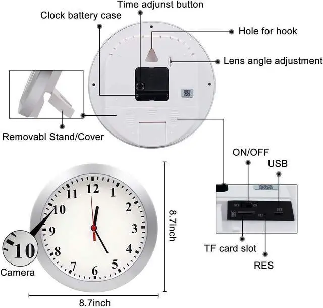 Alt view image 13 of 14 - Hidden Spy Camera Wall Clock 1080P HD WiFi Clock Cameras Wireless Home Security Nanny Cam with Motion Detection Alarm Mini Video Recorder for Home and Office Surveillance, No Audio